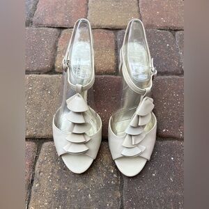 Michelle D Cream Ruffled Heels for Special Occasions